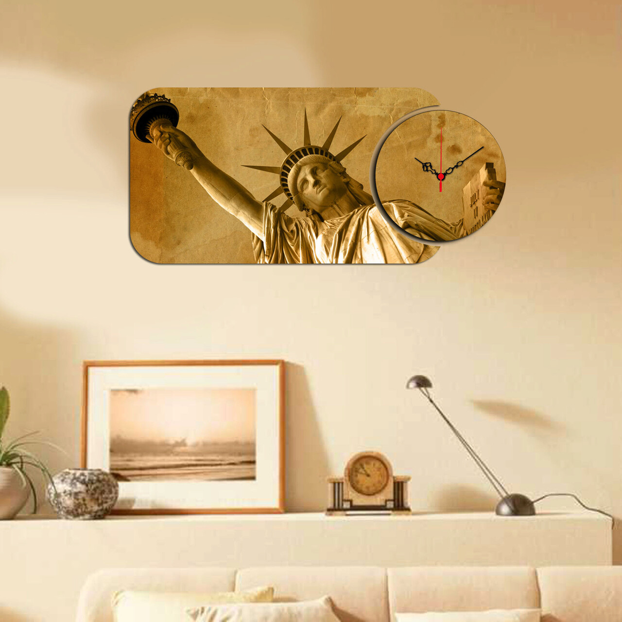 Ceas de perete, YMS-73, Dimensiune: 68 x 32 cm, Multicolor - imagine 3